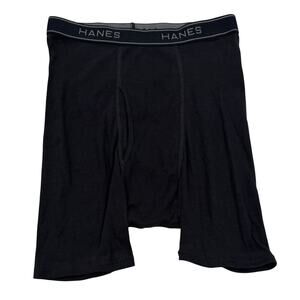 M3-46(1) HANES Men's 100% Cotton Control Flex Boxer Brief Black Small